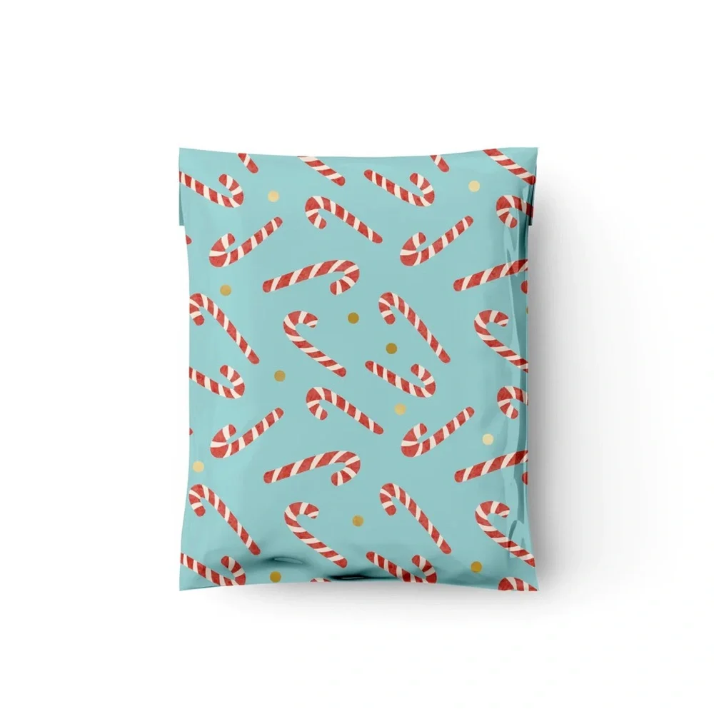 Candy Cane Poly Mailers 10x13 Pack of 25